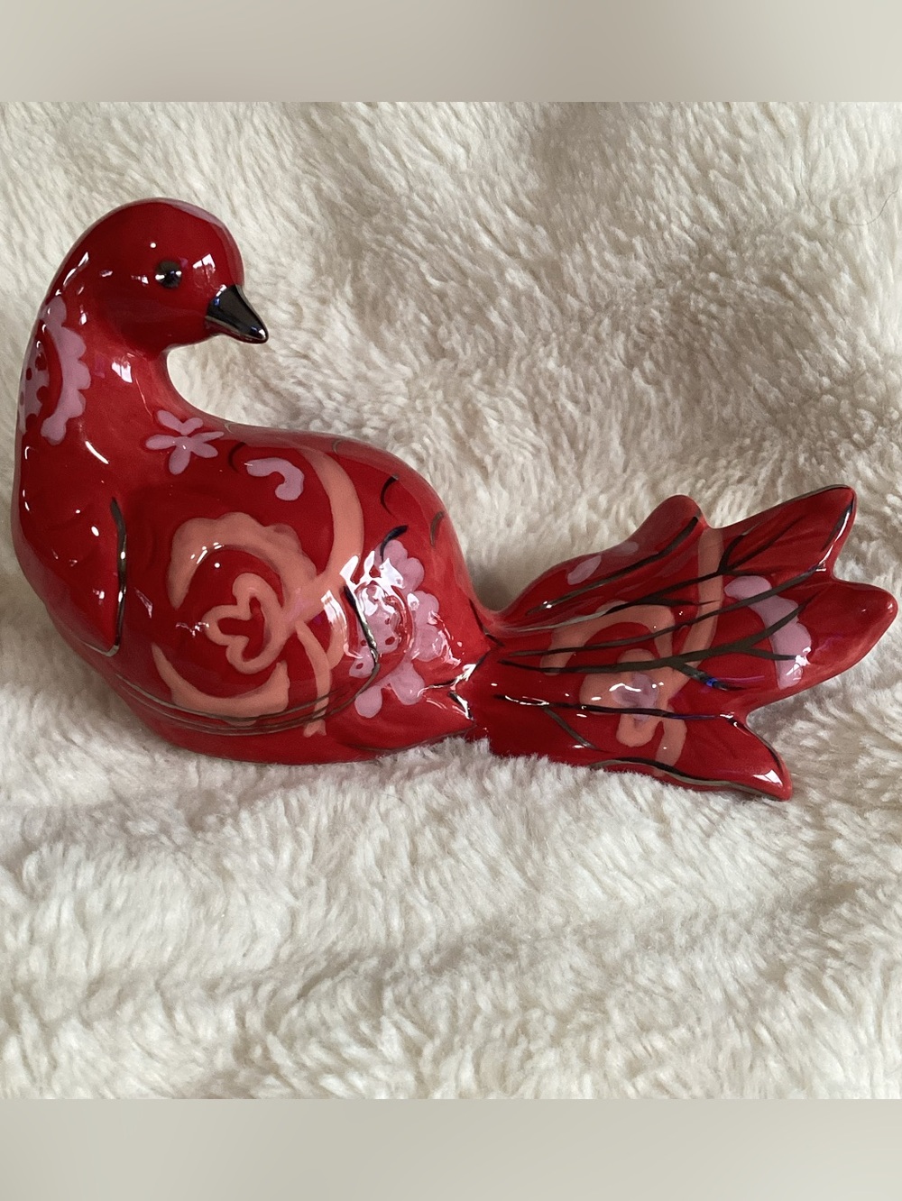 Vintage Tracy Porter Ceramics Red Bird Figurine, Unique & Rare 3.5” Tall 6” Long